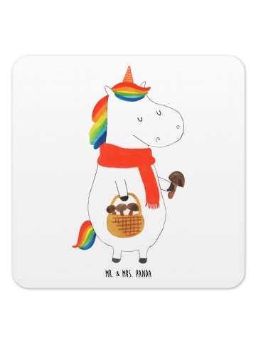 Mr. & Mrs. Panda Bierdeckel Einhorn Pilz ohne Spruch in Weiß