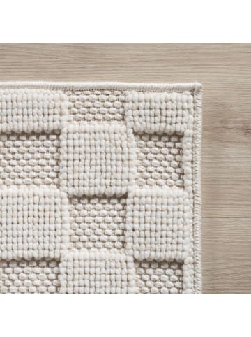 KADIMA DESIGN Flachgewebe-Teppich Schachbrett Grafisch Modern Pflegeleicht in Creme