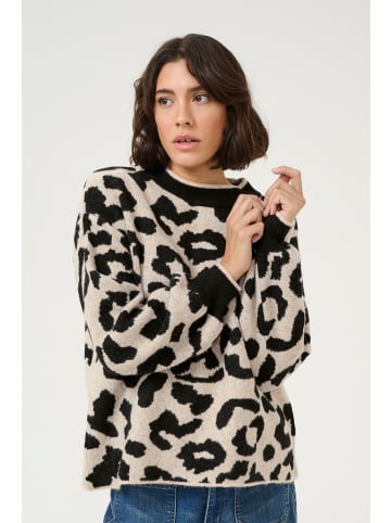 Kaffe Strickpullover KAwilma in L. Brown/Black Animal Patte