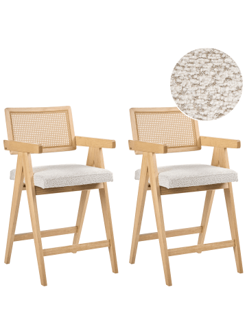 Beliani 2er-Set Barhocker AVA in Beige/Braun