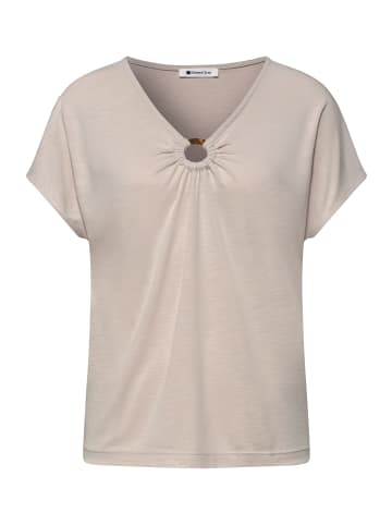 Street One Silk-Look Shirt mit V-Neck und Deko-Detail in Clay Sand