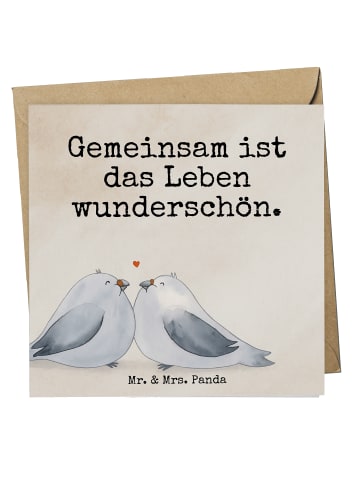 Mr. & Mrs. Panda Grußkarte Tauben Liebe Design mit Spruch in Weiß