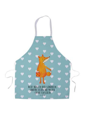 Mr. & Mrs. Panda Grill Schürze Fuchs Laterne mit Spruch in Türkis Pastell