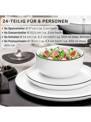 Sänger Tafelservice Marlo Black Rim - 24 teilig aus Porzellan