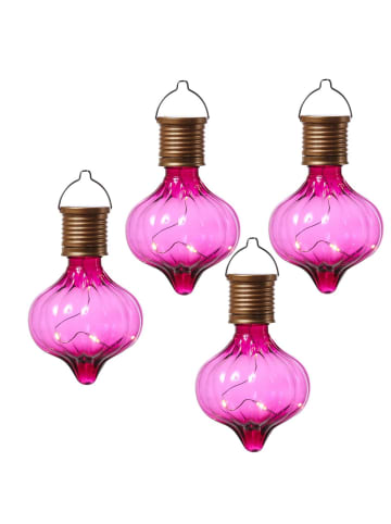 MARELIDA 4er Set LED Solar Glühbirnen orient H: 11,7cm in pink