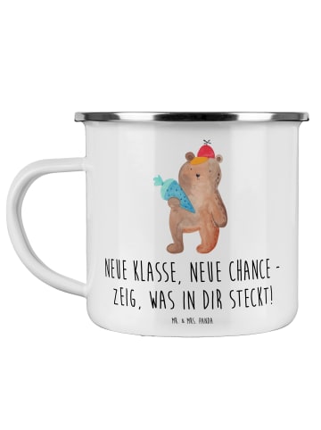 Mr. & Mrs. Panda Emaille Tasse Erster Schultag Neue Klasse mit S... in Weiß