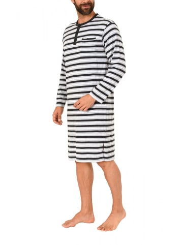 NORMANN Nachthemd langarm Knopfleisreifen - 46841 in Grau