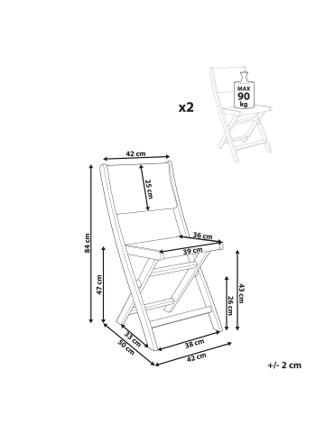Beliani 2er-Set Esszimmerstuhl PROSSEDI in Grün/Braun