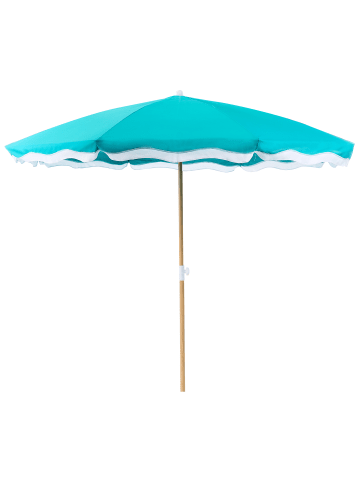 Beliani Marktschirm SESTRIERE in Blau/Weiß/Braun - (W) 232 x (H) 216 x (L) 232 cm