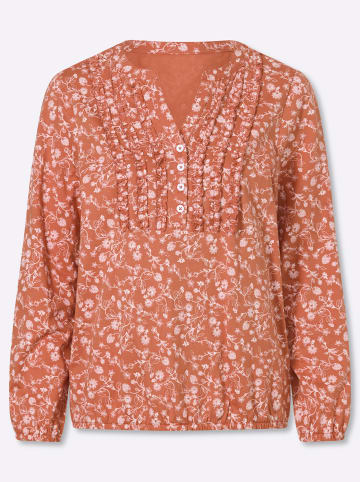 Sieh an! Langarm-Shirt in papaya-ecru-bedruckt