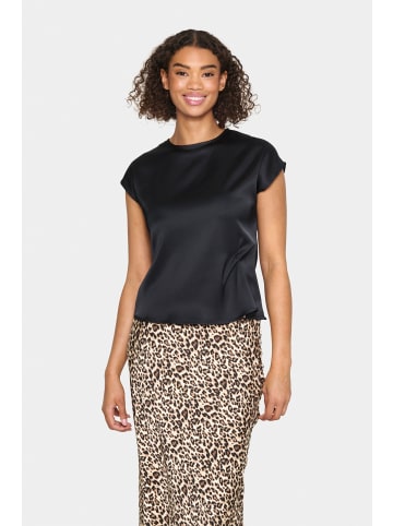 SAINT TROPEZ Kurzarm-Bluse ZoviSZ Gerade Passform in Black