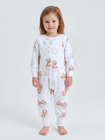 TupTam Baby Schlafsack mit Beinen und Ärmel ganzjährig in weiß/beige