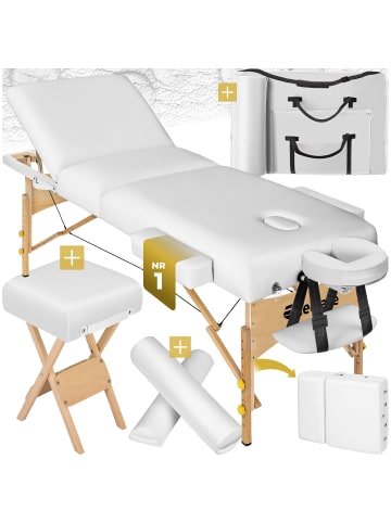 tectake 3 Zonen Massageliege-Set 218 x 102 x 90 cm, weiß
