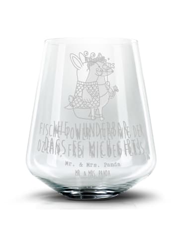 Mr. & Mrs. Panda Blümchentail Glas Fische Astrologie mit Spruch in Transparent