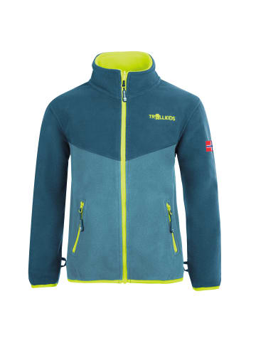 Trollkids Fleece Jacke "Oppdal XT" in Petrolblau/Delphinblau