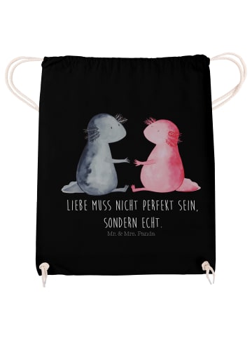 Mr. & Mrs. Panda Alltagstasche Axolotl Liebe mit Spruch in Schwarz