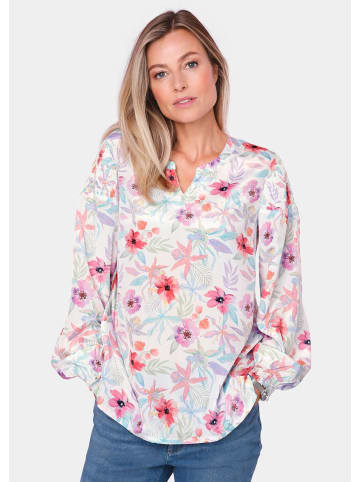 GOLDNER Kurzgröße:  Druckbluse Druckbluse aus Polyester in weiß / flieder / gemustert