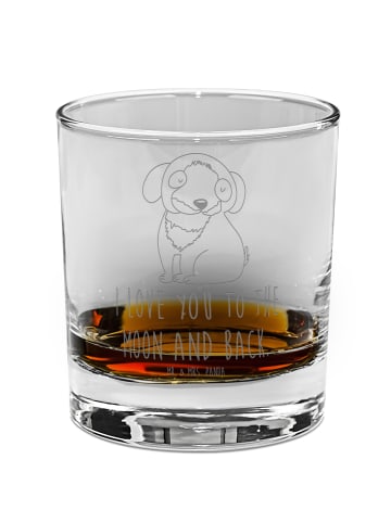 Mr. & Mrs. Panda Whiskey Glas Hund Entspannen mit Spruch in Transparent