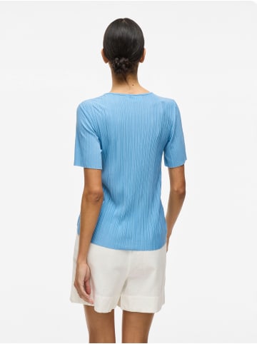 Vila VILA Damen Satin Blusen T-Shirt Halbarm Basic Top VIPLISA in Blau-4