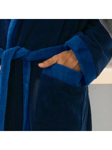 Erwin Müller Velours-Frottier Bademantel mit Kapuze Grafenau in marine