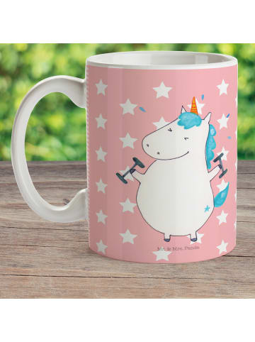 Mr. & Mrs. Panda Plastikbecher Einhorn Fitness ohne Spruch in Rot Pastell