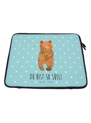 Mr. & Mrs. Panda Laptoptasche Bär Honig mit Spruch in Türkis Pastell