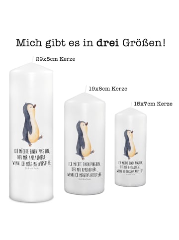 Mr. & Mrs. Panda Kerze Pinguin mHerzieren mit Spruch in Weiß
