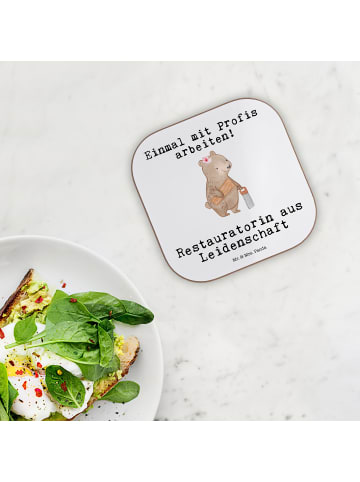 Mr. & Mrs. Panda Untersetzer Quadratisch Restauratorin Leidensch... in Weiß