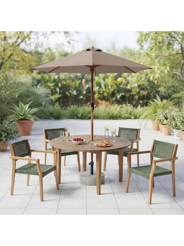 home24 home24 Sonnenschirm Grau - Webstoff & Massivholz Eukalyptus lackiert - 250 cm in Taupe