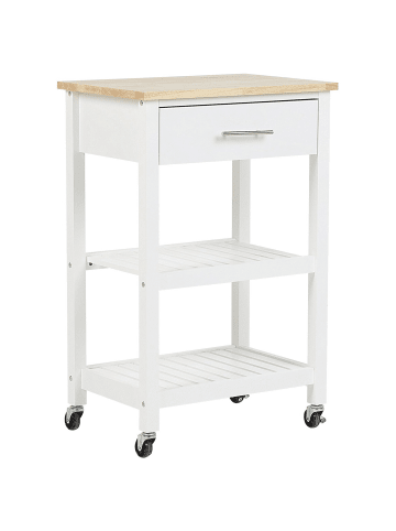 Beliani Servierwagen HIUMA in Weiß/Braun - (W) 58 x (H) 86 x (L) 40 cm