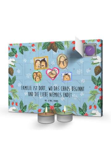Mr. & Mrs. Panda adventskalender mit kerzen Igel Familie mit Spruch in Eisblau