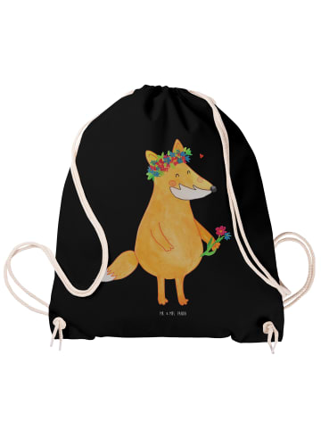 Mr. & Mrs. Panda gymnastiktasche Fuchs Blumen ohne Spruch in Schwarz