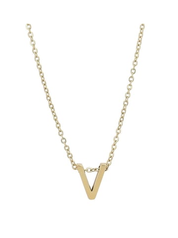Adeliás Damen Halskette – Buchstabe N aus Edelstahl 45+5 in gold