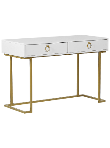 Beliani Schreibtisch WESTPORT in Weiß/Gold - (W) 115 x (H) 77 x (L) 50 cm