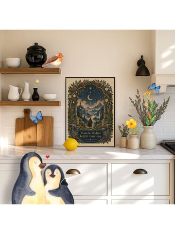 Mr. & Mrs. Panda Poster Torbogen mystisch Design mit Spruch in Weiß