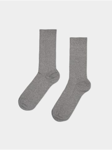 Erlich Textil  3er Pack Casual Cotton Gerippte Socken aus Bio-Baumwolle in hellgrau-melange
