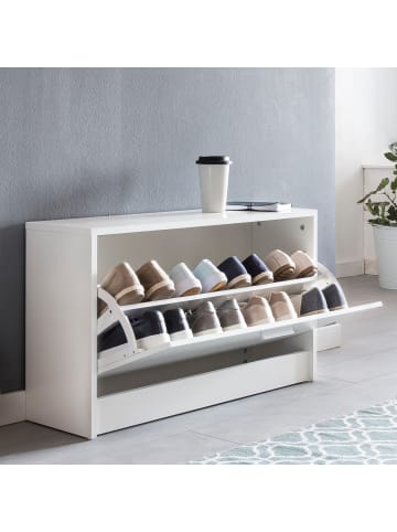 KADIMA DESIGN Schuhbank SPLIT mit Sitzfläche Schuhkipper Holz 80 x 47 x 24 cm, in Weiß