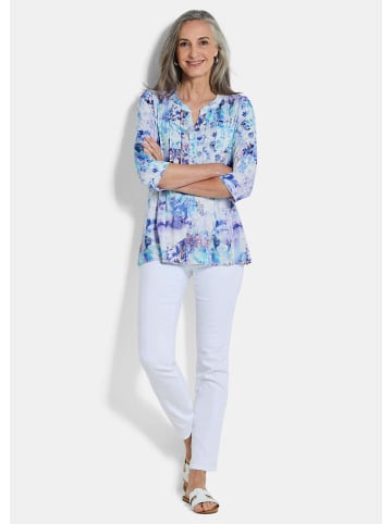 GOLDNER Sommertunika mit Biesen in blau / gemustert