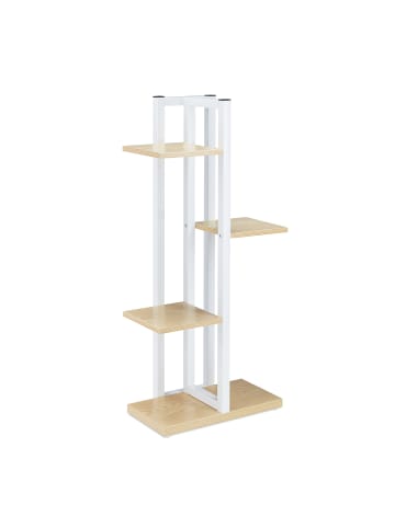 relaxdays Blumenregal in Weiß/ Hellbraun - (B)42,5 x (H)93 x (T)22,5 cm