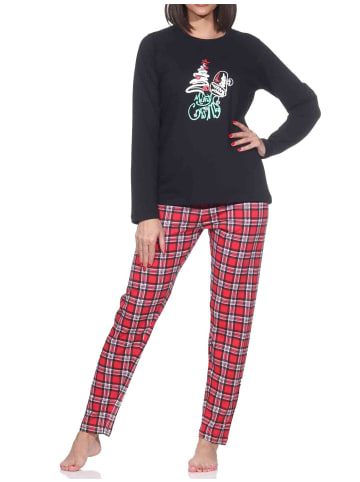 NORMANN Schlafanzug Weihnachten langarm Weihnachtsmotiv in schwarz