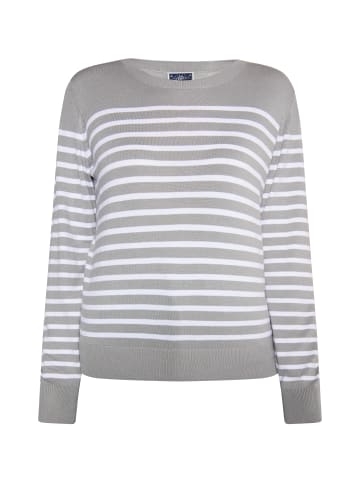 DreiMaster Maritim Strickpullover in Grau Weiss