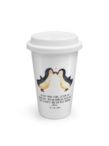 Mr. & Mrs. Panda Becher Pinguin Liebe mit Spruch in Weiß