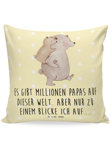 Mr. & Mrs. Panda Kissen Papa Bär mit Spruch in Gelb Pastell