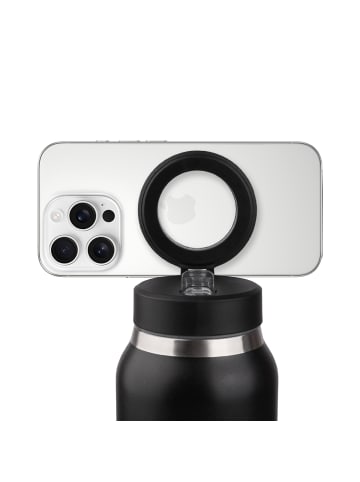 Onamaste Isolierflasche 750 ml mit magnetischer Handyhalterung in Schwarz