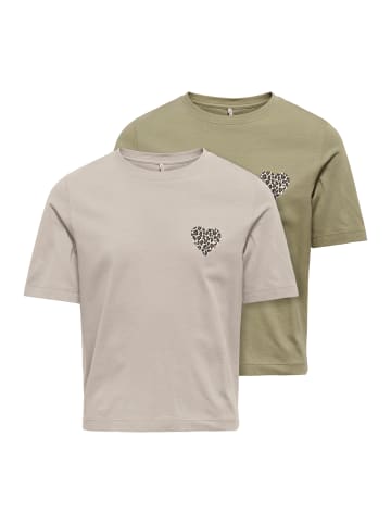 KIDS ONLY T- Shirt 'Loise Life' 2er Pack in grau