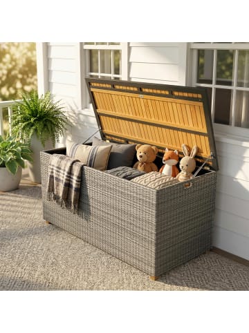 Outsunny Rattan Gartenbox in Dunkelgrau 120L x 68B x 67,5H cm