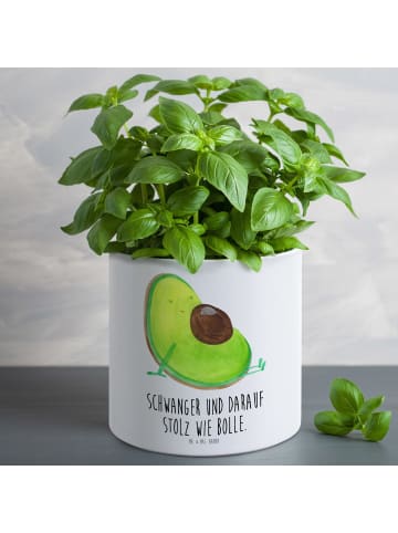 Mr. & Mrs. Panda XL Blumentopf Avocado Schwangerschaft mit Spruch in Weiß