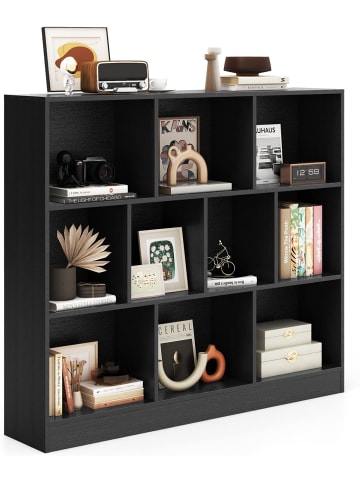 COSTWAY Bücherregal mit 10 Fächern 120 x 24 x 104 cm in Schwarz