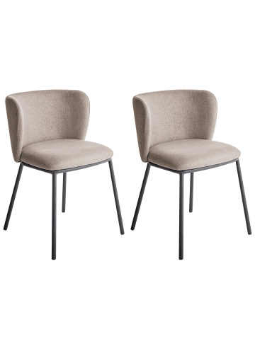 Beliani 2er-Set Esszimmerstuhl MINA in Beige/Schwarz