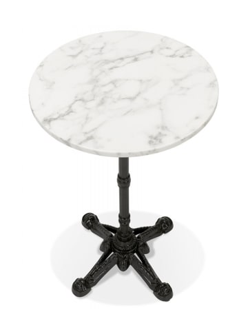 KADIMA DESIGN Runder Bistrotisch aus Metall mit Marmoroptik | Romantisch in Weiß-Schwarz